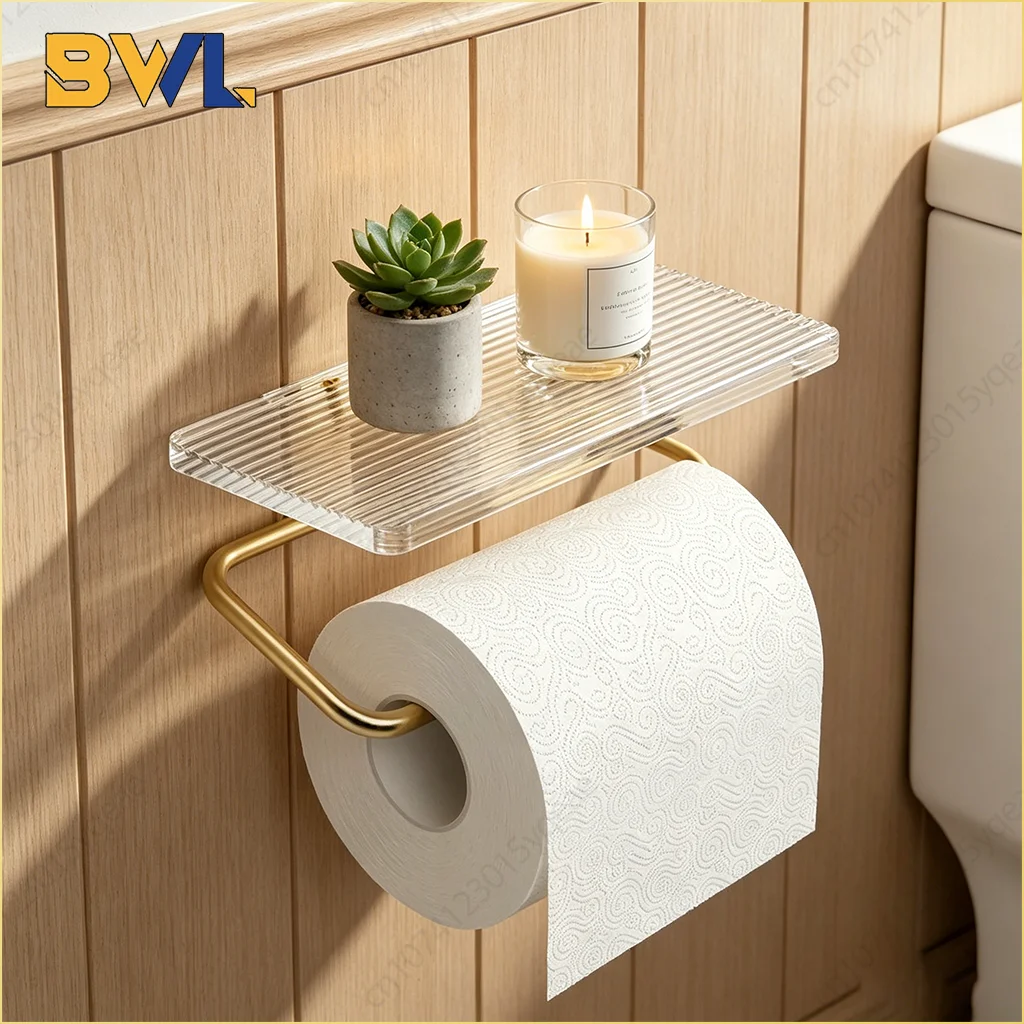 

Toilet Paper Holder No Punch Roll Holder Bathroom Wall Mounted Tissue Dispenser Stand Bathroom Accessories Easy Install Durable