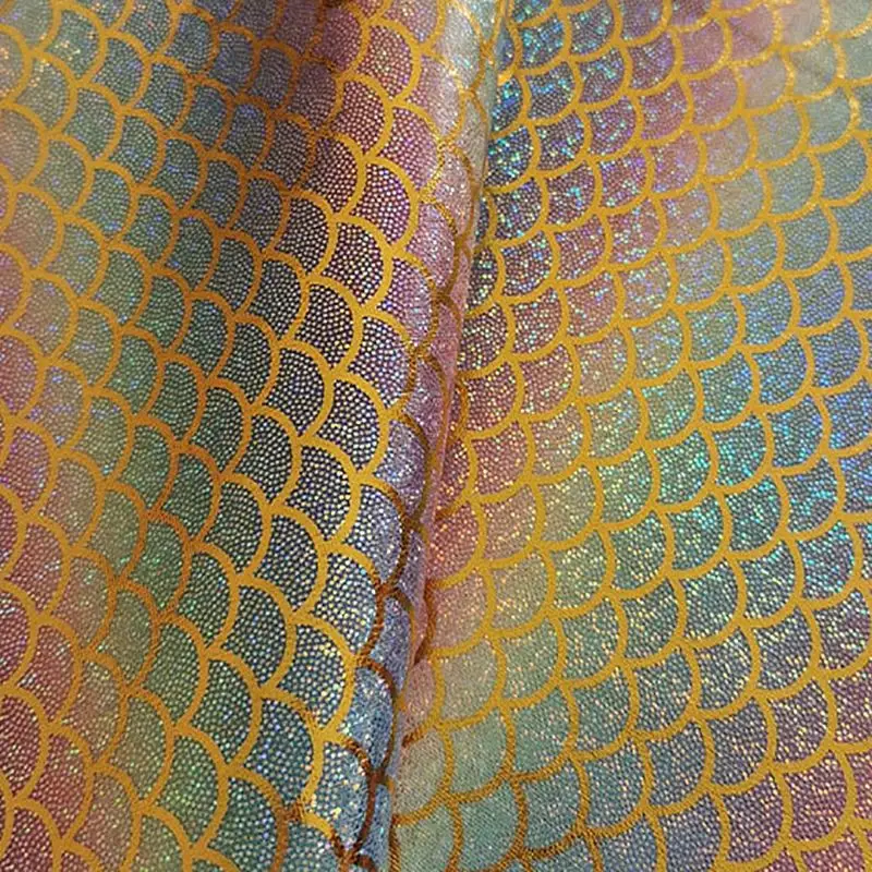 

100cmX145cm Laser Fabric Mermaid Scales Rainbow Color Shiny Color Party Wedding Decoration DIY Stage Performance Costume Fabric
