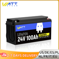Wattcycle LiFePO4 Lithium Battery 24V 100Ah Built-in 100A BMS Portable 2560Wh For RV, marine applications, off-grid use