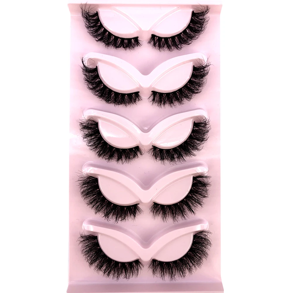 HBZGTLAD New 5 pairs Eyelashes 3D Natural False Lashes Fluffy Soft Cross Manga Lashes Wispy Natural Eyelash Extension Makeup