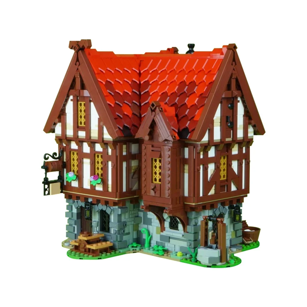 

MOC Medieval Tavern Building Blocks Model Medieval Tavern Modular Architecture Street View Bricks Assembly Toys Kids DIY Gifts