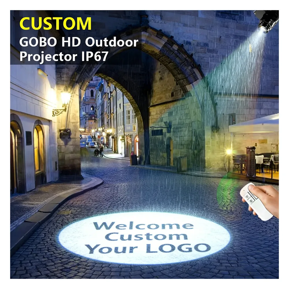 

Custom Logo HD Gobo Projector Light Indoor Outdoor Ip67 Waterproof Rotating Advertising Image Projection Light For Floor Wedding