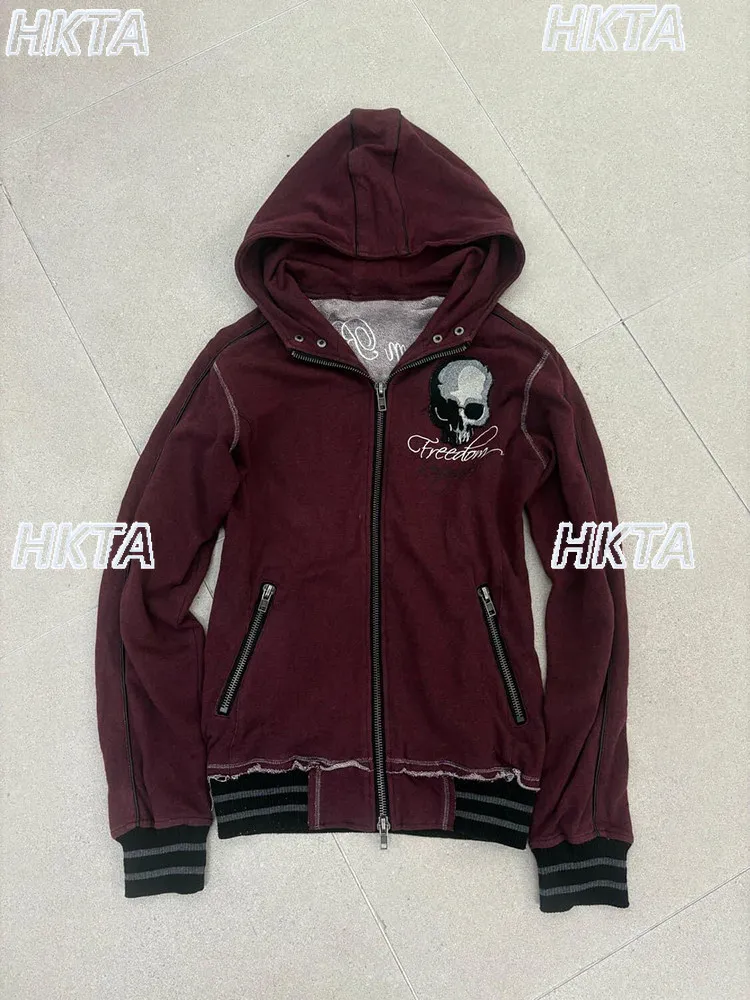 Bluza z kapturem w stylu gotyckim Y2K z haftem, kurtka damska, nowość na jesień i zimę 2025, vintage punk, luźny, casualowy płaszcz damski