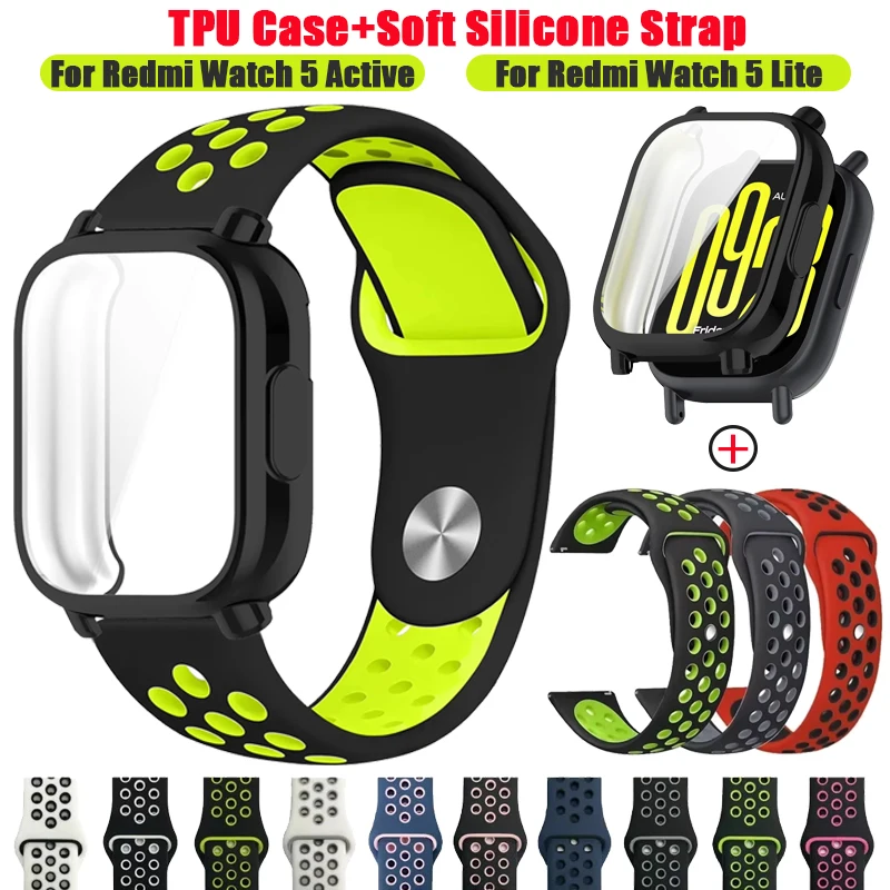 Case+Soft Silicone Strap For Redmi Watch 5 Active Band TPU Soft Case Screen Protector For Redmi Watch 5 Lite Sports Band Correa