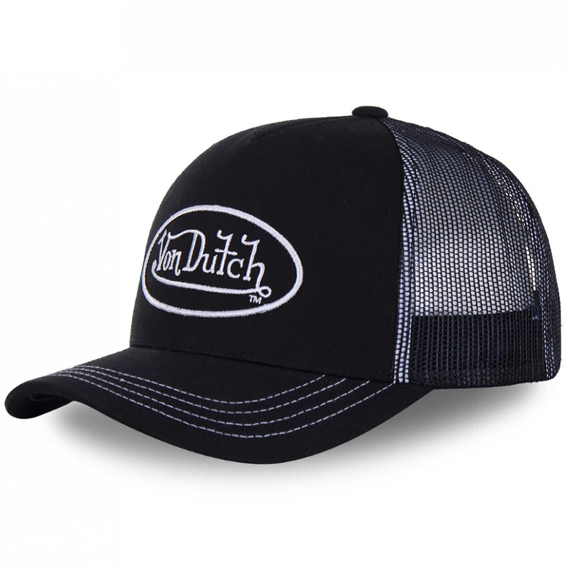 Casual fashion VON Baseball Cap Breathable shade Alphabet embroidery Sunblock Mesh Embroidered DUTCH Trucker Hat image 3