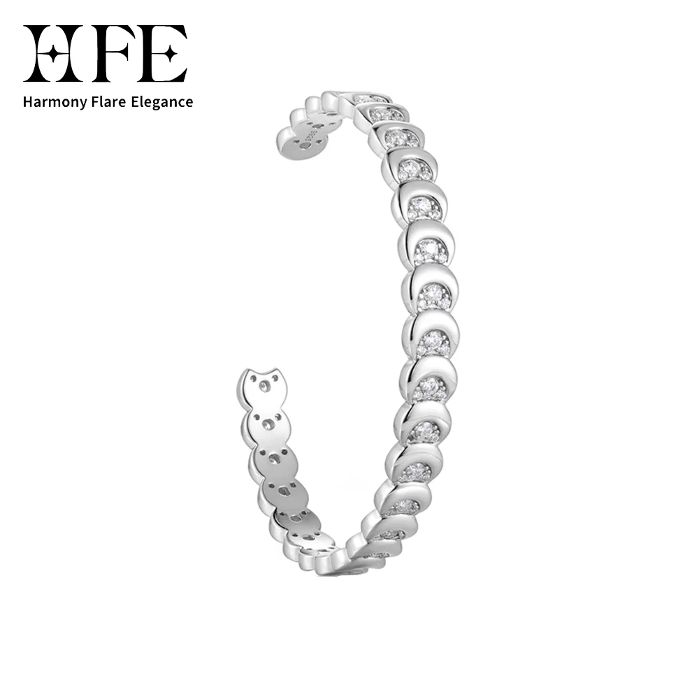 

HFE Shining Moissanite Open Bracelet 925 Pure Silver Adjustable Fashion High Jewelry Women's Christmas Gift Birthday Gift