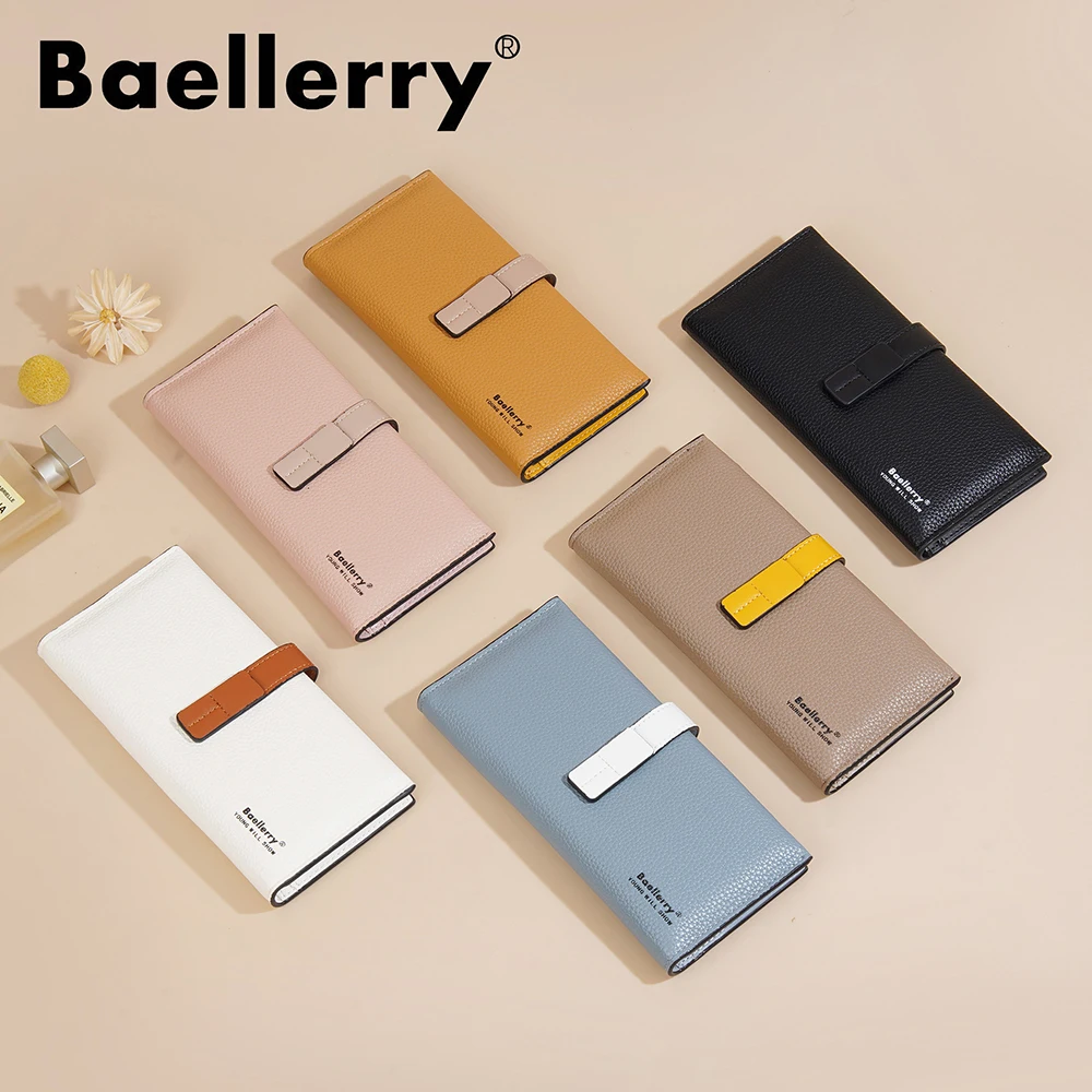 Baellerry, nuevas carteras largas para mujer, tarjetero con cremallera Simple de alta calidad, monedero para mujer, soporte para fotos, monedero, cartera para mujer