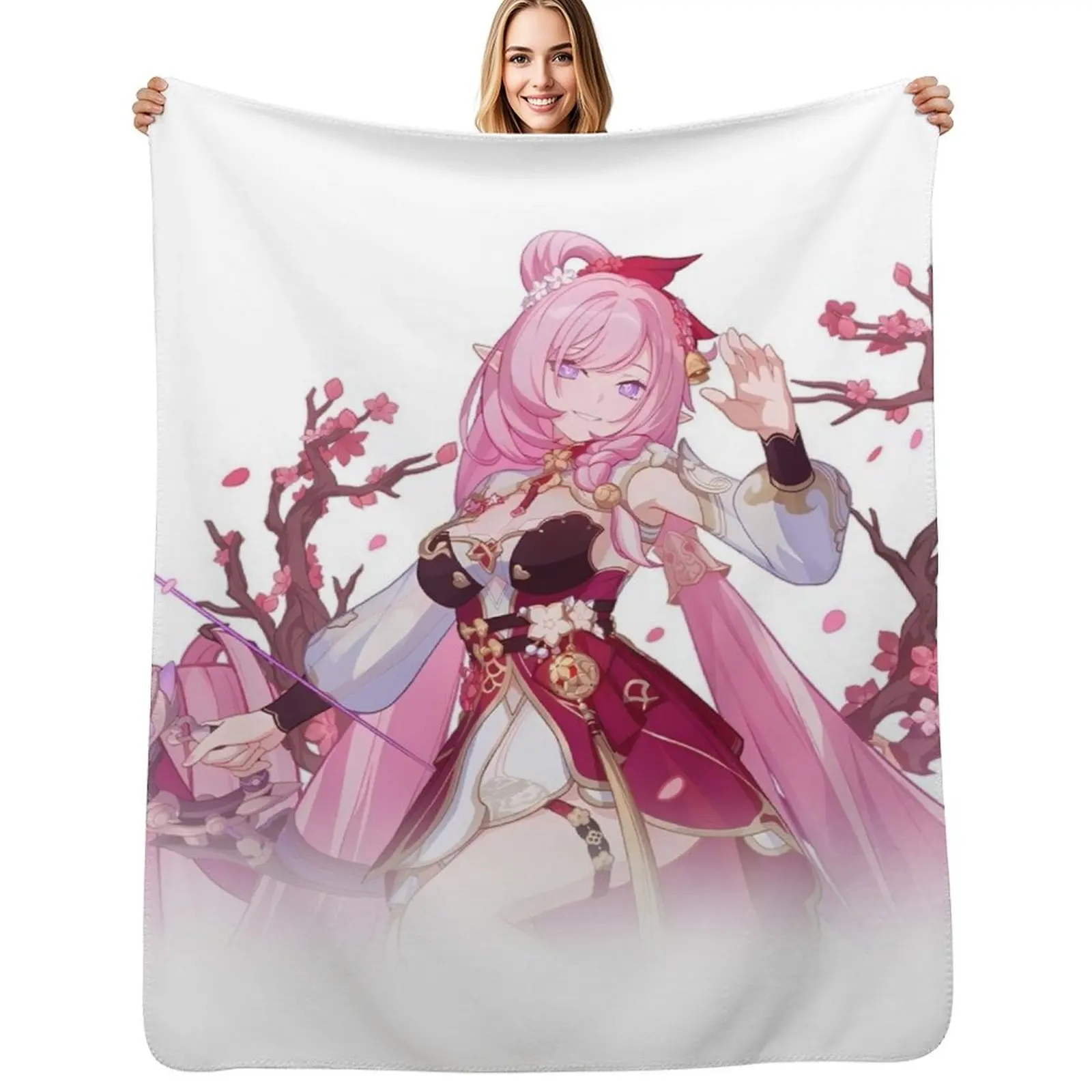 

Honkai Impact 3rd Elysia Herrscher of Human Ego Peachy Spring Throw Blanket Extra Large Throw Decorative Beds Plush Blankets