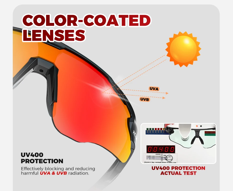 VICTGOAL Photochrome Fahrrad Sonnenbrille für Männer Frauen Sportbrille UV400 Schutz Fahrrad Brille MTB Rennrad Brille – Detail 6