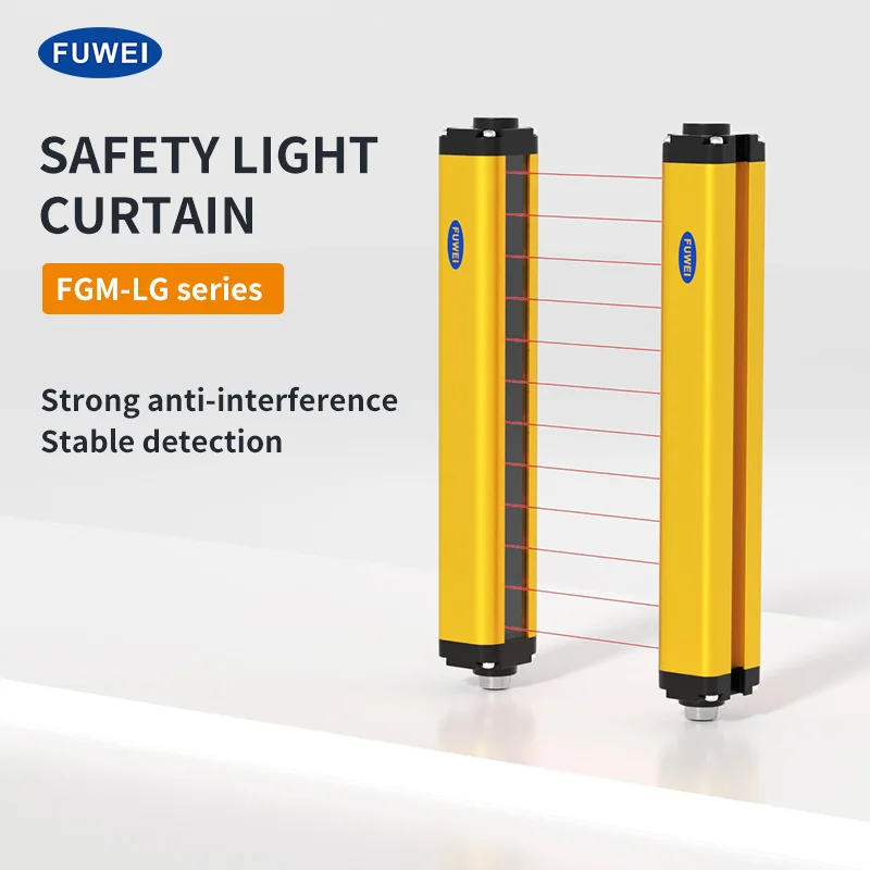 

FUWEI FGM Light Curtain Sensor 10mm Beam Gap8 12 16 spacing industrial NPN PNP 12-24V area Saftey Light Barrier Sensor