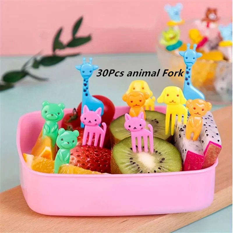 Fruit Fork Animal Farm Mini Cartoon Children Snack Cake Dessert Food Pick Toothpick Bento Lunches Party Decor Gift Random Color