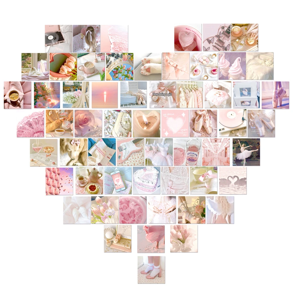 

60Pcs Pink Ballet Girl Heart Series Stickers Suitcase Phone Case Water Bottle Waterproof Decoration Diy Sticker Packs