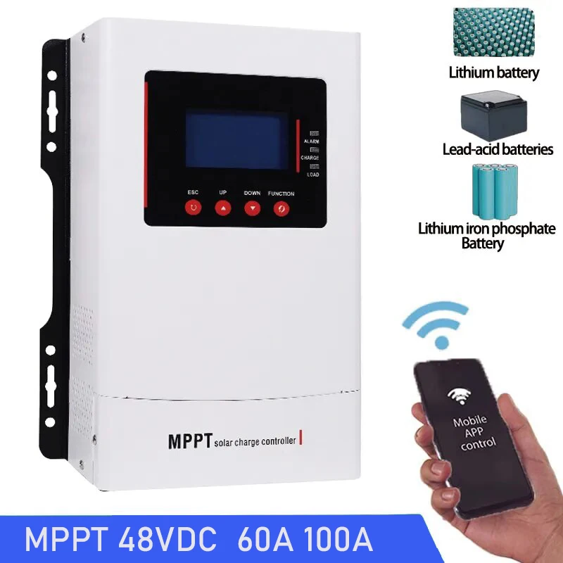 

WIFI 60A 100A MPPT Solar Charge Controller 12V/24V/36V/48V Auto Solar PV Battery Charger for Lead-acid/Lithium with LCD Display