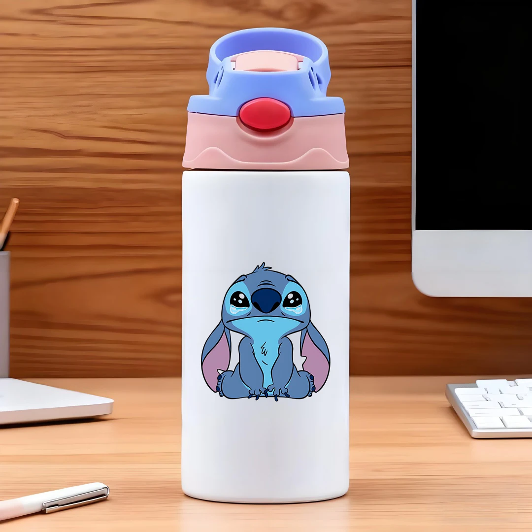 Vaso Infantil Aislado de Disney, Vaso con Pajita de Acero Inoxidable 304, Vaso de Stitch, Apto para Hombres y Mujeres