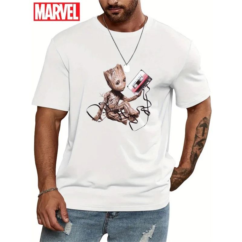 

Футболка с мультяшным принтом «Супергерой Грут» Marvel, новинка лета, мужская и женская модная свободная повседневная футболка больших размеров с короткими рукавами