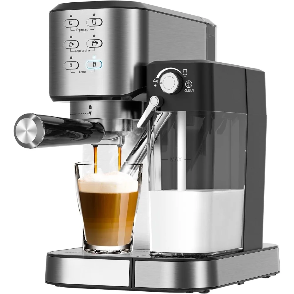 Coffee Maker with Milk Frother, One-Touch Automatic, Cappuccino and Latte, Espresso Coffee Machine