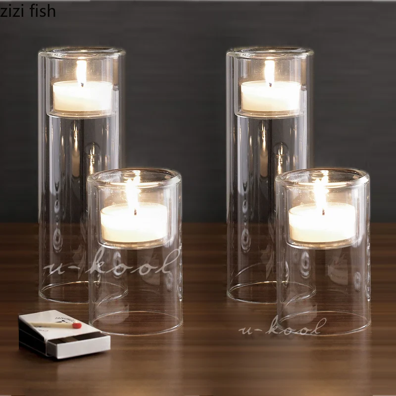 

Creative Heat-resistant Countertop Glass Candle Holder Wedding Table Decoration Candle Cup Simple Dinner Decorationa Ccessories