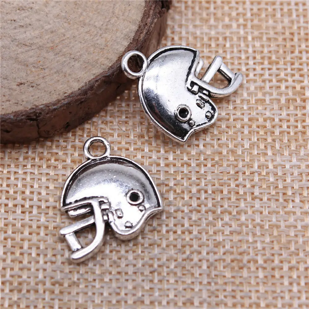 Ornaments Football Helmet Sports Helmet Charms Supplies For Jewelry 19x17mm 10pcs