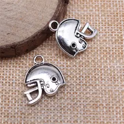 Ornaments Football Helmet Sports Helmet Charms Supplies For Jewelry 19x17mm 10pcs