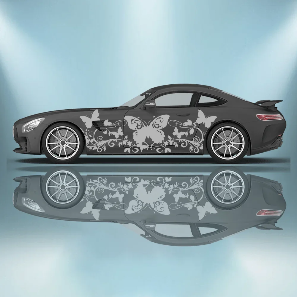 

Butterfly Curly Line Floral Car Vinyl Wrap Decal Self-adhesive Anti Scratch Sticker Suitable for Truck SUV Decor Auto Accessorie