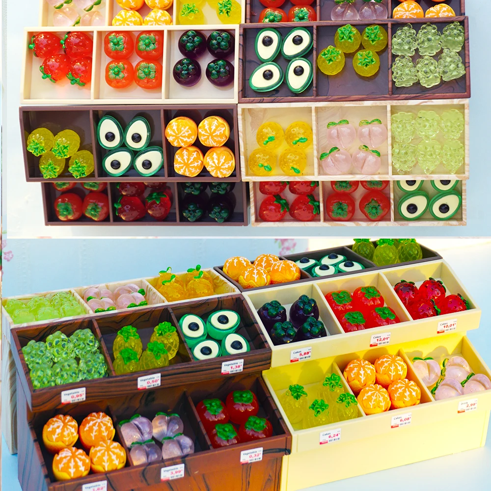 Présentoir de supermarché pour maison de poupée, modèle maison de poupée, fruits, desserts, légumes, jouet, meubles miniatures, décoration, cadeau, 1/12