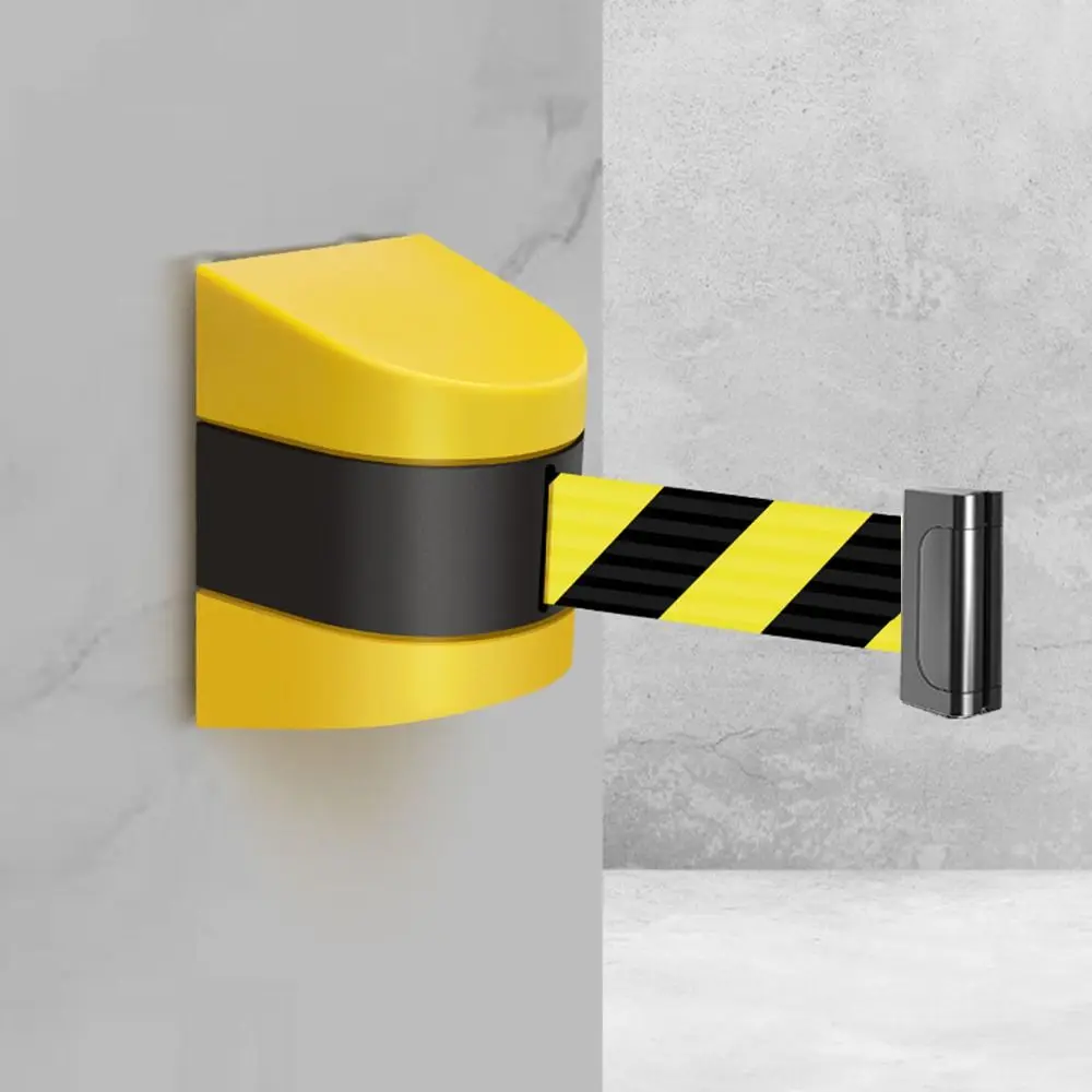 Yellow Black Striped Retractable Belt Barrier Telescopic Belt Slow Rebound Crowd Control Barrier Easy To Assemble 2/3/5M