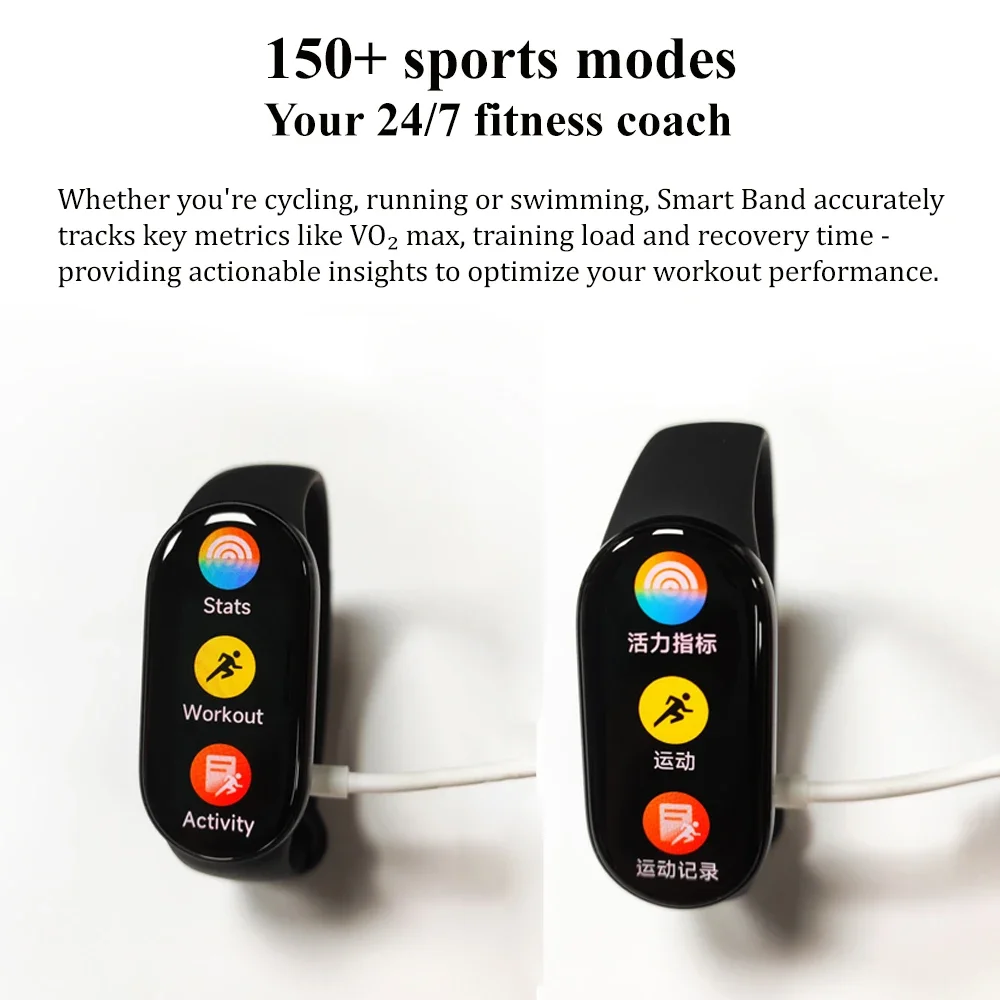 الإصدار العالمي الأصلي Xiaomi Mi Band 10 1.62 "AMOLED يعمل مع تطبيق Mi Fitness Mi Home