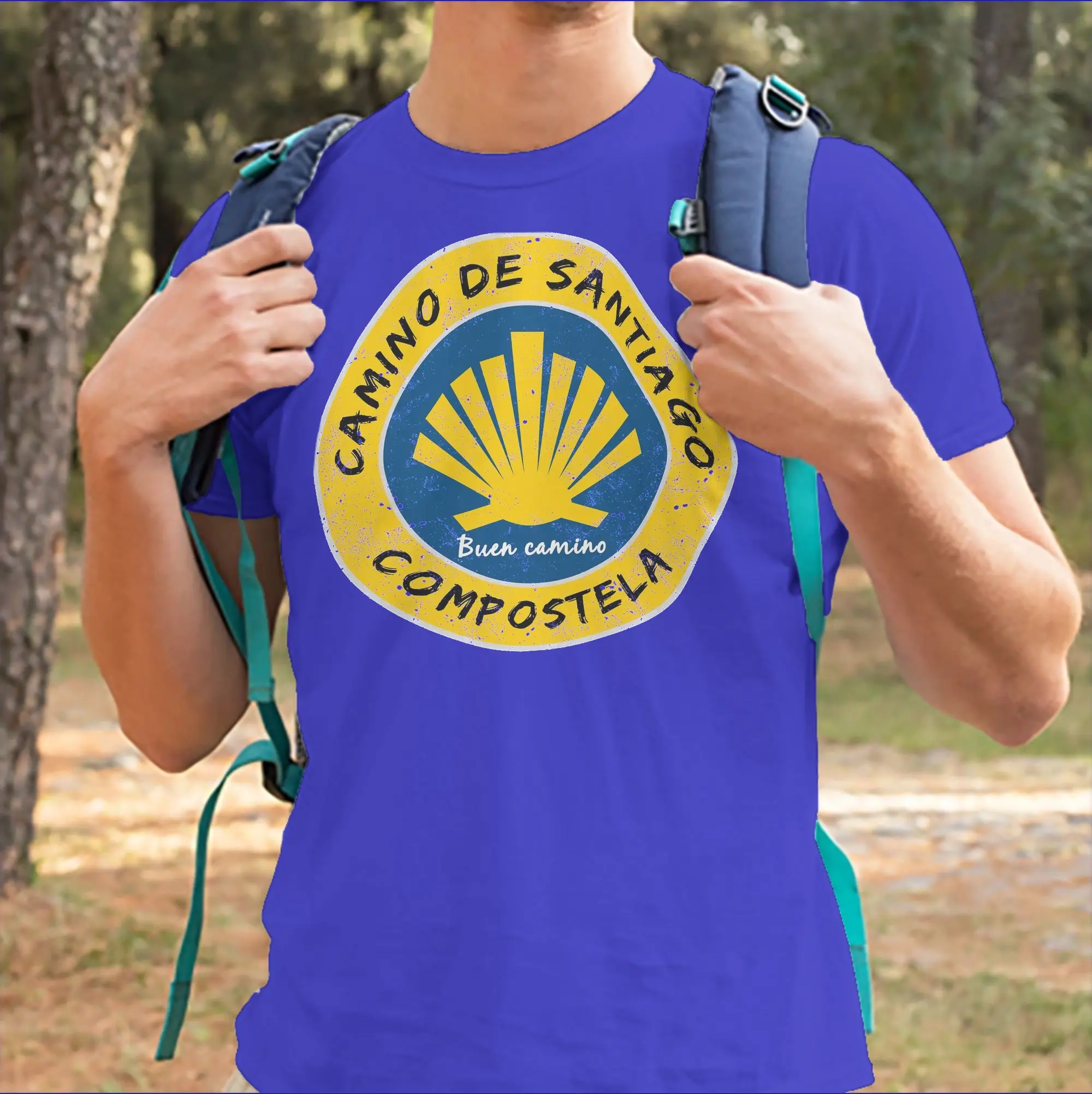 Buen Camino de Santiago. Compostela Peregrino T-Shirts Men 100% Cotton Tee Shirt Crewneck T Shirts Birthday Present Clothing