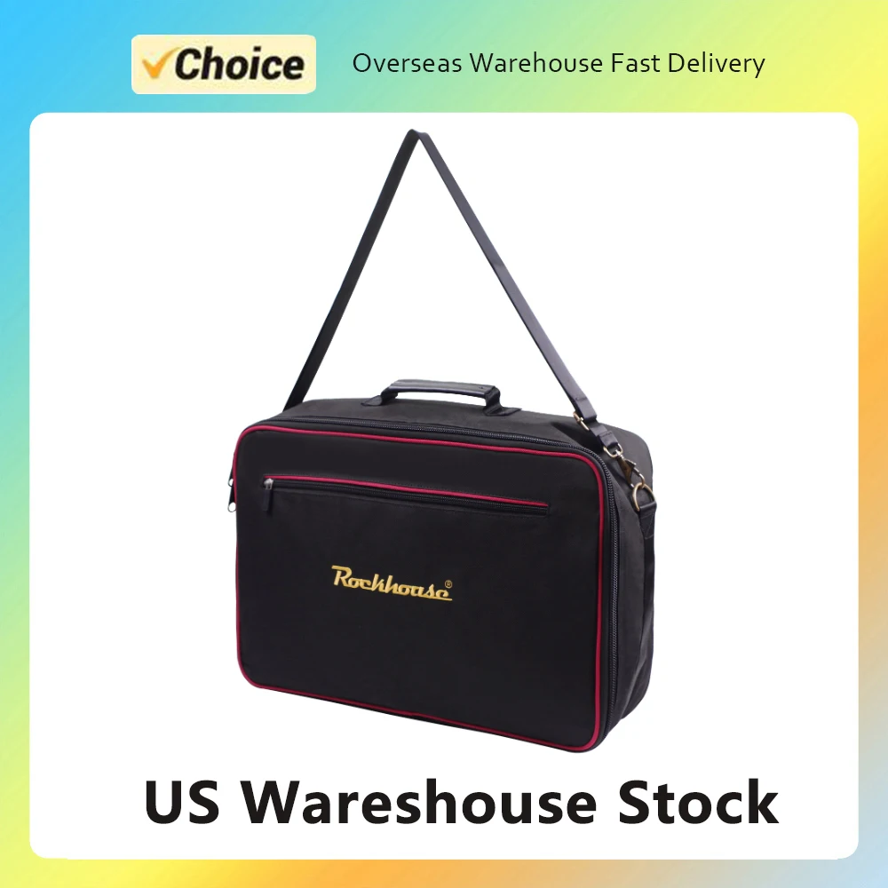 Rockhouse Effect Pedal Bag Guitar Pedal Board Carry Bag Oxford Cloth Portable Zipper Handbag Shoulder Bag with Detachable Strap