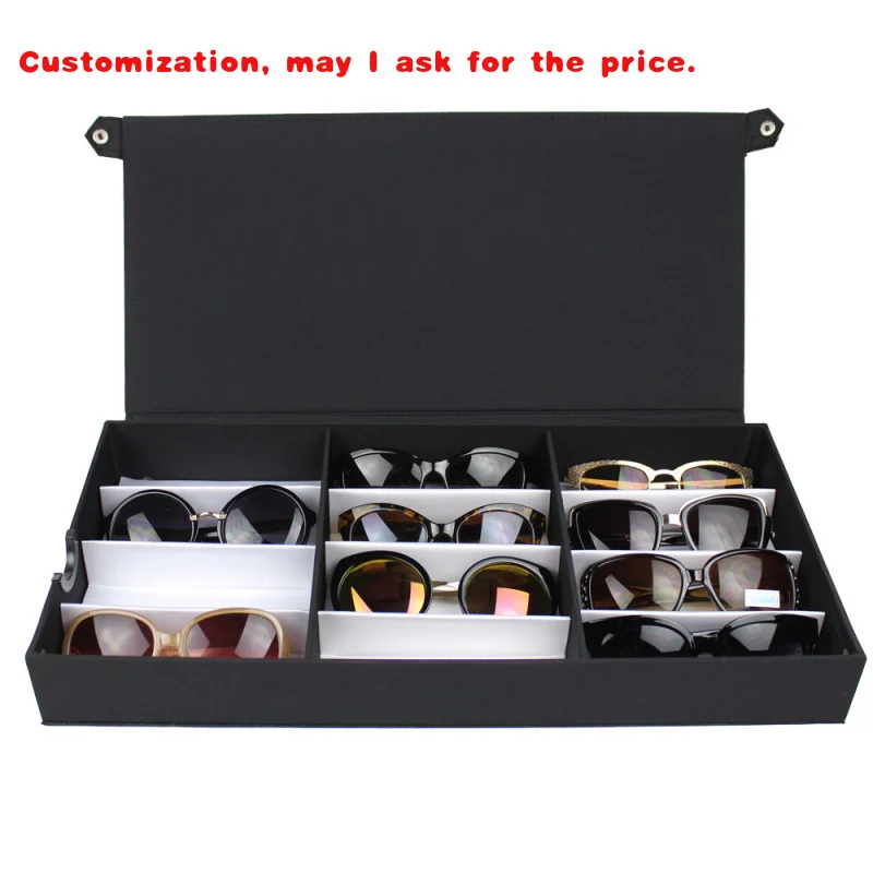 

custom.Ready to Ship NO MOQ 12 Slots Black Fabric Sunglasses Display Eyewear Spectacle Frame Tray