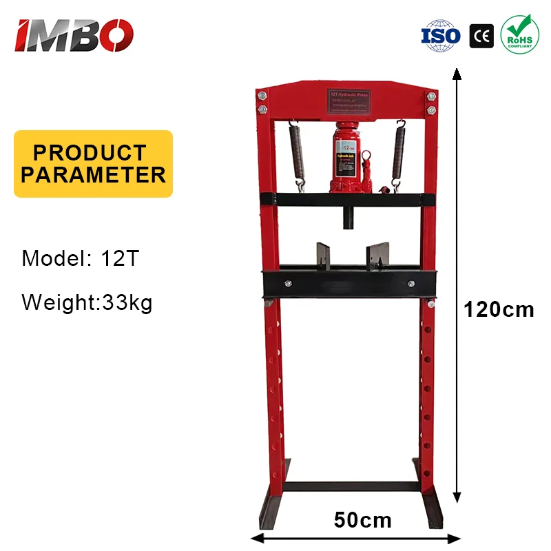 Hydraulic Shop Press 12T H-Frame Hydraulic Garage/Shop Floor Press Shop Press with Press Plates for Garage Shop Workshop