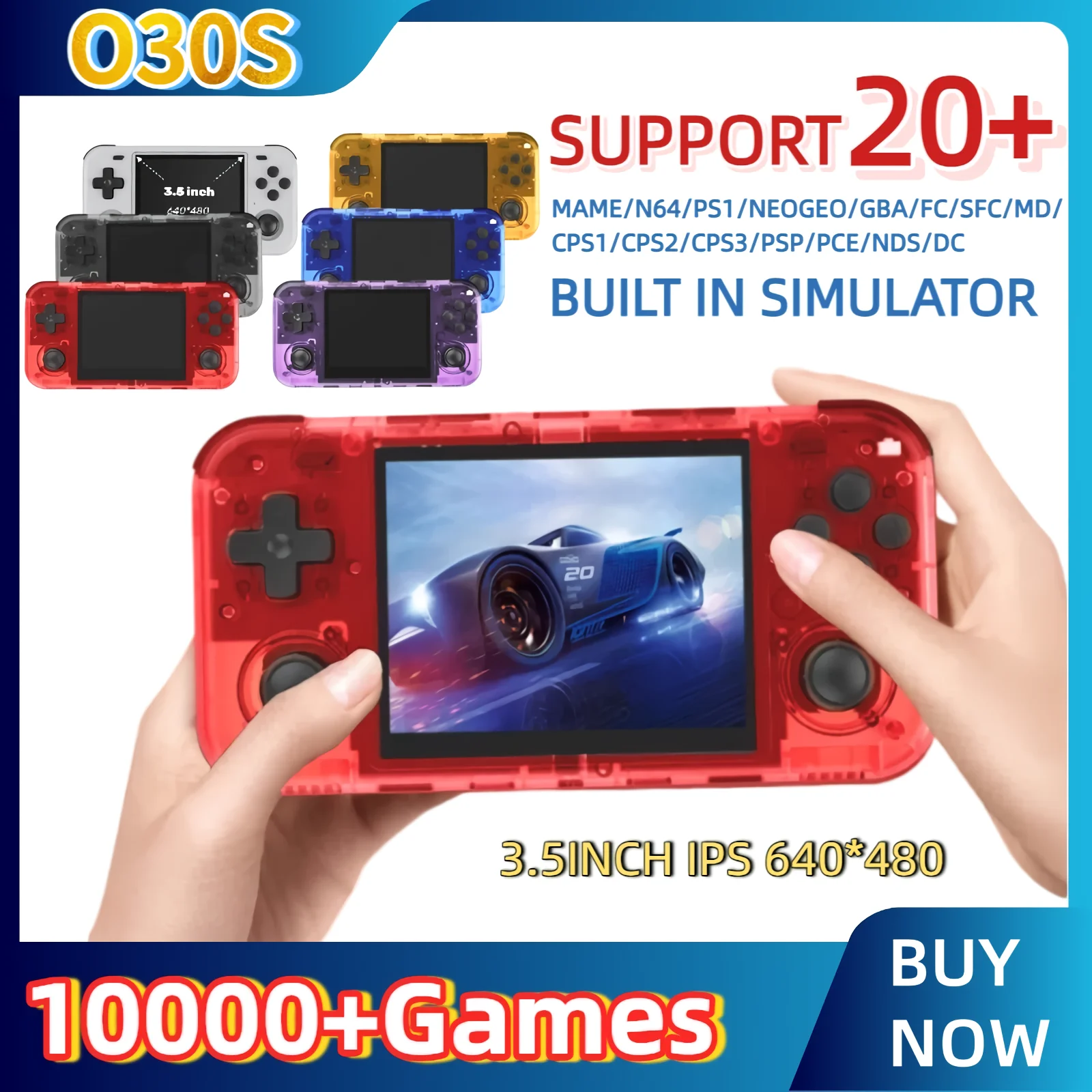 

Console de videogame portátil retrô 030s, versão horizontal, sistema linux r36s, tela ips de 3.5 espaços, reprodutor de vídeo de