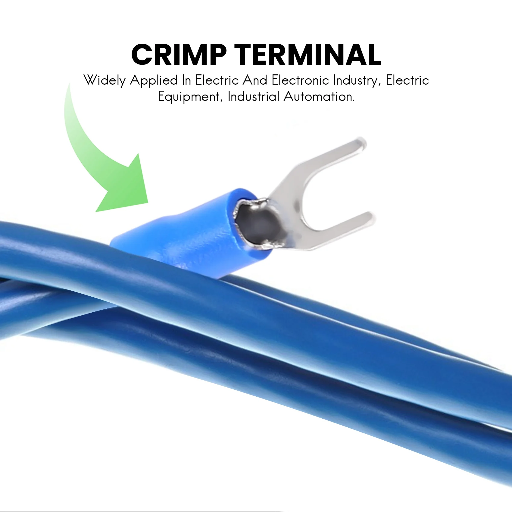 Conector de fio tipo U de pá de garfo isolado, Terminal de crimpagem elétrico, 22-16, 16-14, 12-10 AWG, 300 pcs