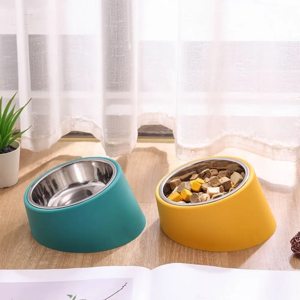 Anti Rollover Dog Feeder New Stainless Steel Large Capacity Pet Bowl Sturdy Anti Overturning Neck Protection Bowl