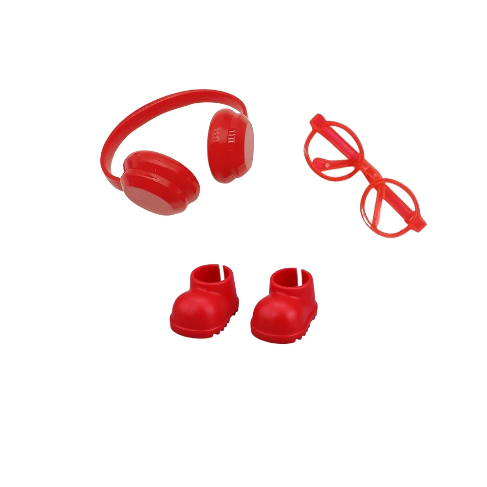 Doll Accessories Rainbow Rain Boots Earphones Glasses Three Piece Set for 17cm Labubu Doll Clothing Accessories