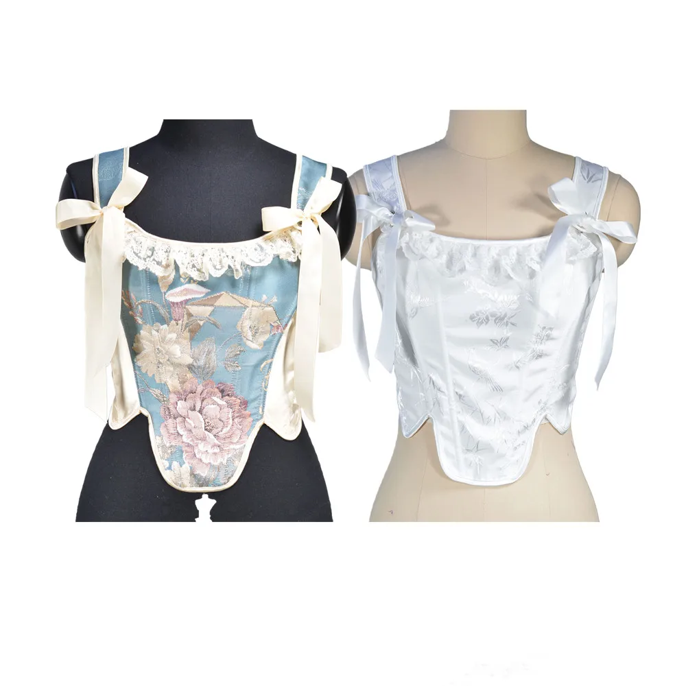 

Женский сексуальный корсет-бюстье с бретельками, французский винтажный жаккардовый утягивающий топ с эффектом коррекции фигуры и косточками