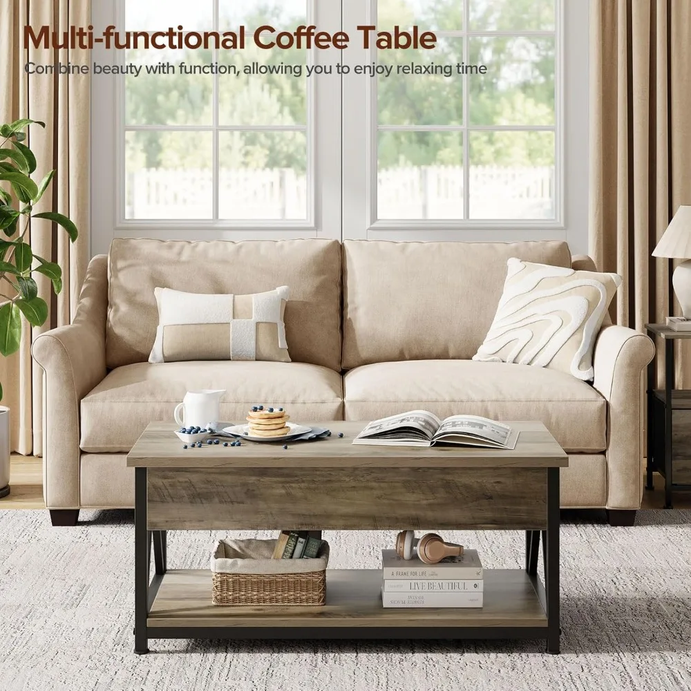 Storage Coffee Table with Lift Top and Large Hidden Compartment for Living Room Space Saving Solutions