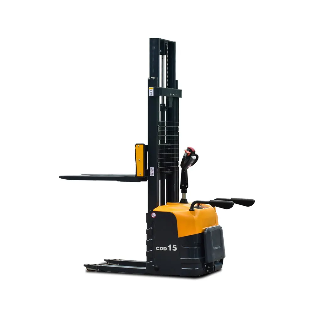 Adjustable Fork Pallet Stacker 2Ton 3.5m Mast Full Electric Stacker Battery Operated Narrow Aisle Indoor Handling
