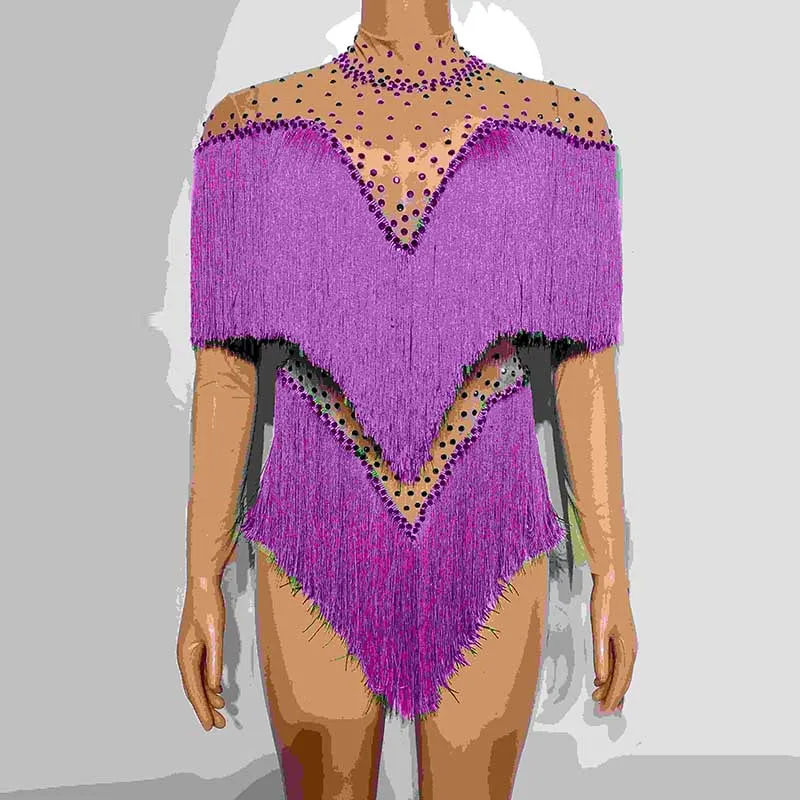 

Multi-Color Tassel Bodysuit Sexy Gogo Dance Costume Festival Nightclub Bar Performance Rave Wear Female Fringed Jumpsuit