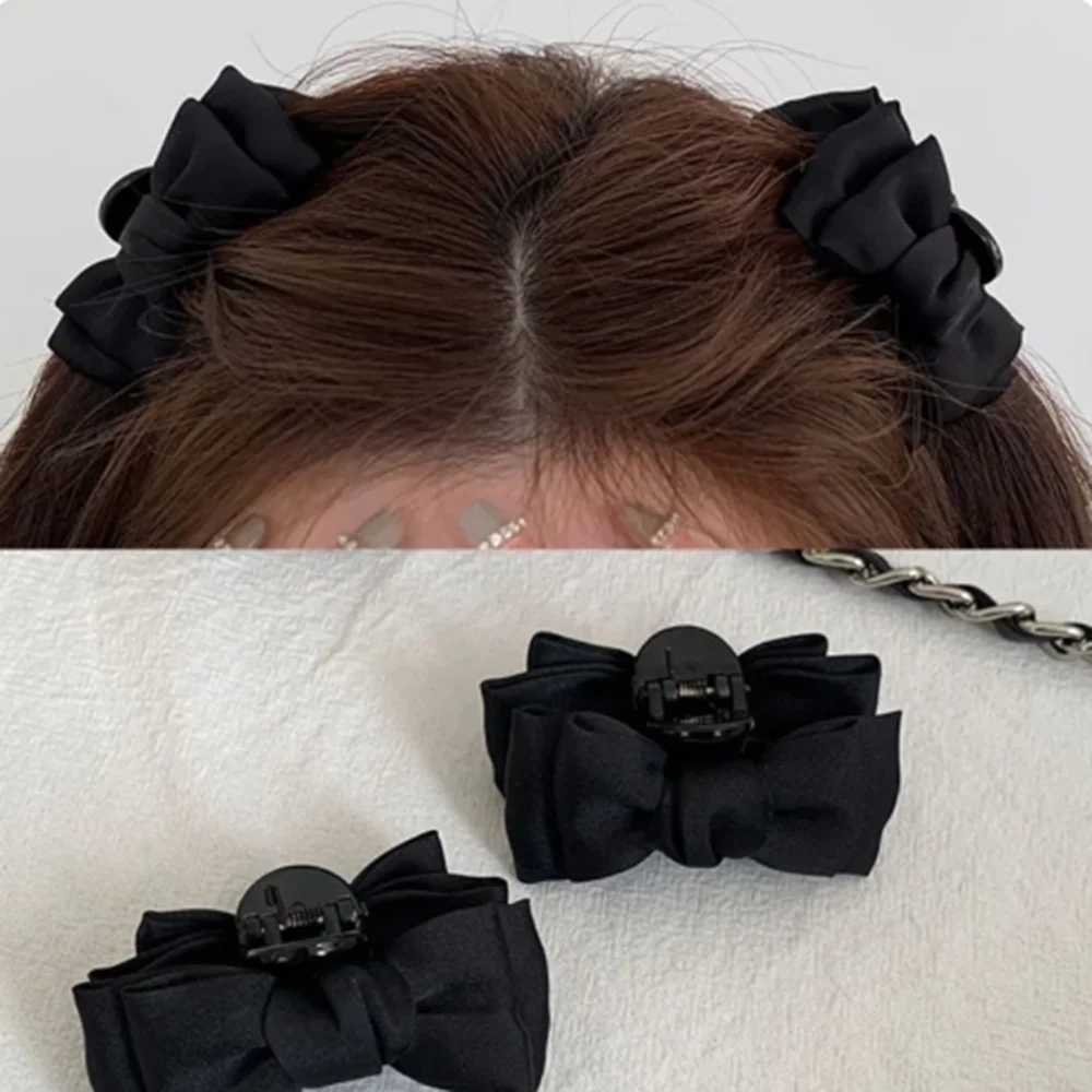 Fashionable And Exquisite Girl Bow Hair Black Clasp Side Clip Hair Accessories Strong Multi Functional Stereoscopic Hair Clip