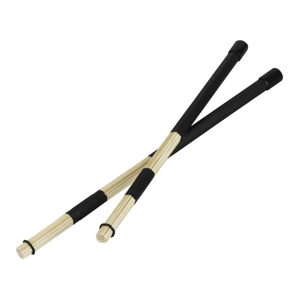 1 Pair Wooden Drum Rod Brushes Drumsticks for Cajon Jazz Drum Accessory, Black