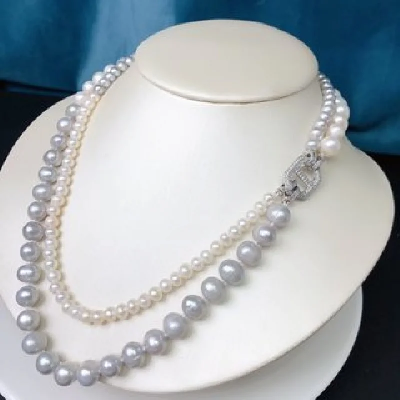 

Natural Freshwater Pearl Sweater Chain Versatile Women's Fashion Double Layer Necklace One Two Strap Versatile Accessories