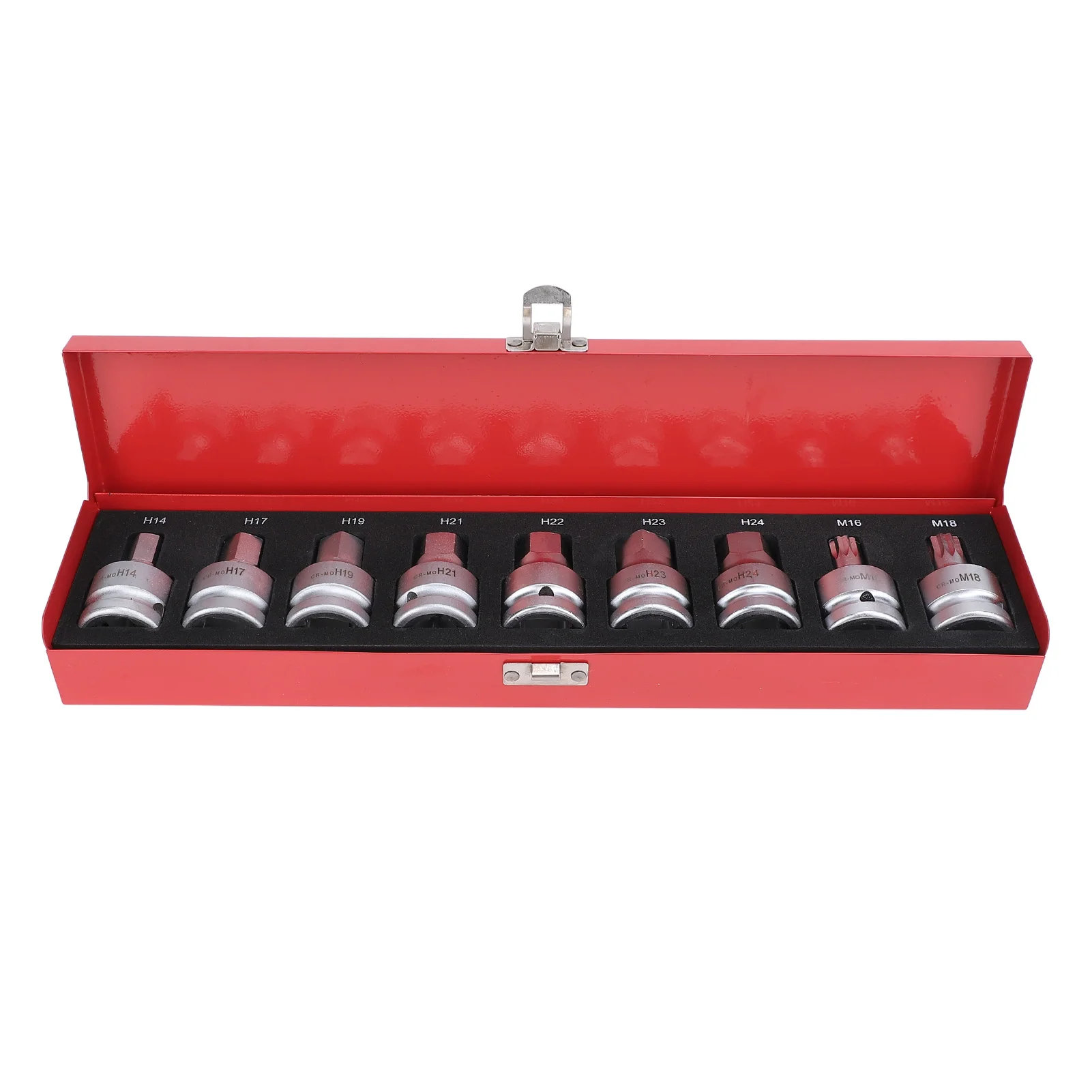 Spline Bit Socket Set Heavy Duty Cr‑mo 9 Pcs 3/4 Inch Drive  Hex Driver Set Construction with Storage Case for Car Repair