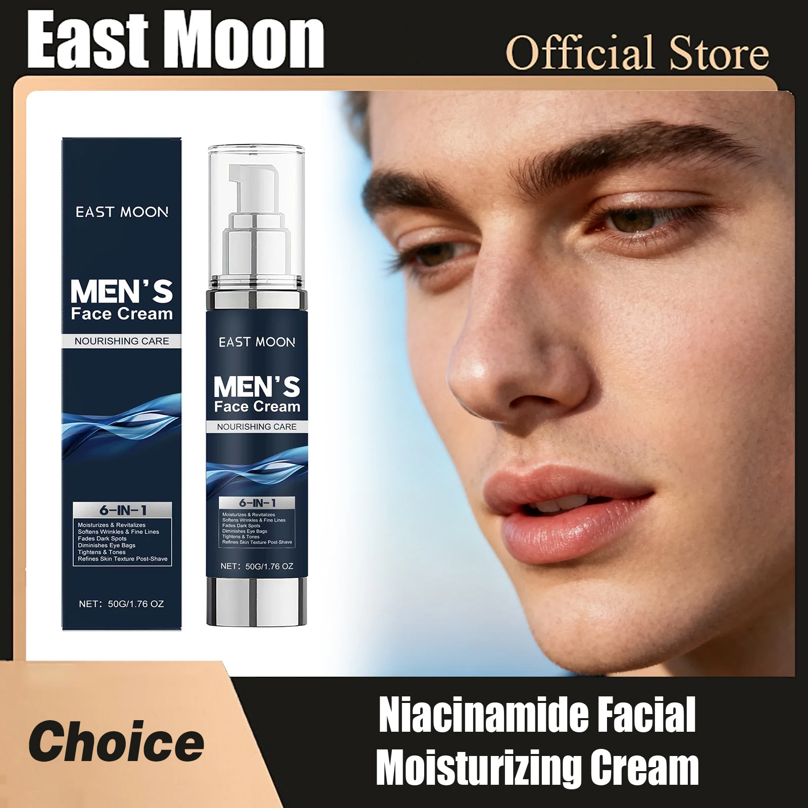 Crema hidratante Facial de niacinamida East Moon, mejora la elasticidad, elimina las arrugas, mantiene reafirmante, reduce los poros, crema para el cuidado de la cara del hombre