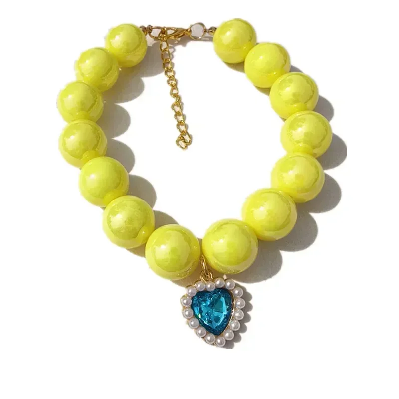 قابل للتعديل طوق الحيوانات الأليفة اللؤلؤ الحب قلادة القط طوق جرو اكسسوارات الكلب سلسلة تشيهواهوا الزفاف مجوهرات الحيوانات الأليفة الاشياء #6