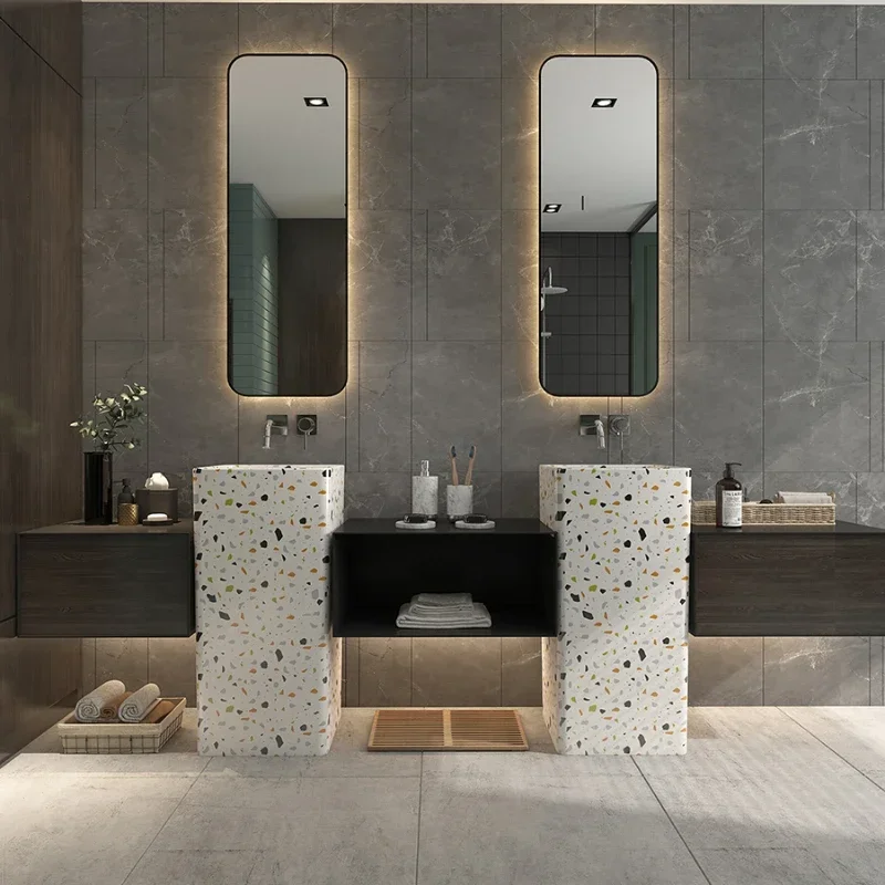 Column basin, washbasin, ceramic hotel bathroom, washbasin, integrated floor standing column