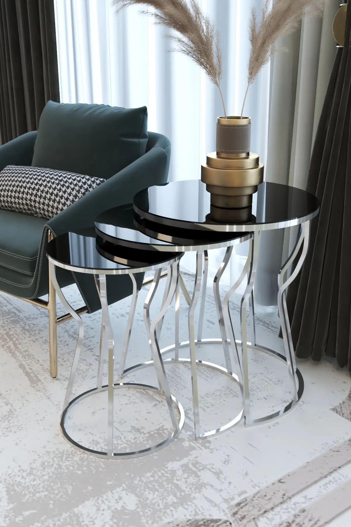 Venus Silver Zigon Coffee Table Black Unbreakable Mirror coffee table center table coffee table