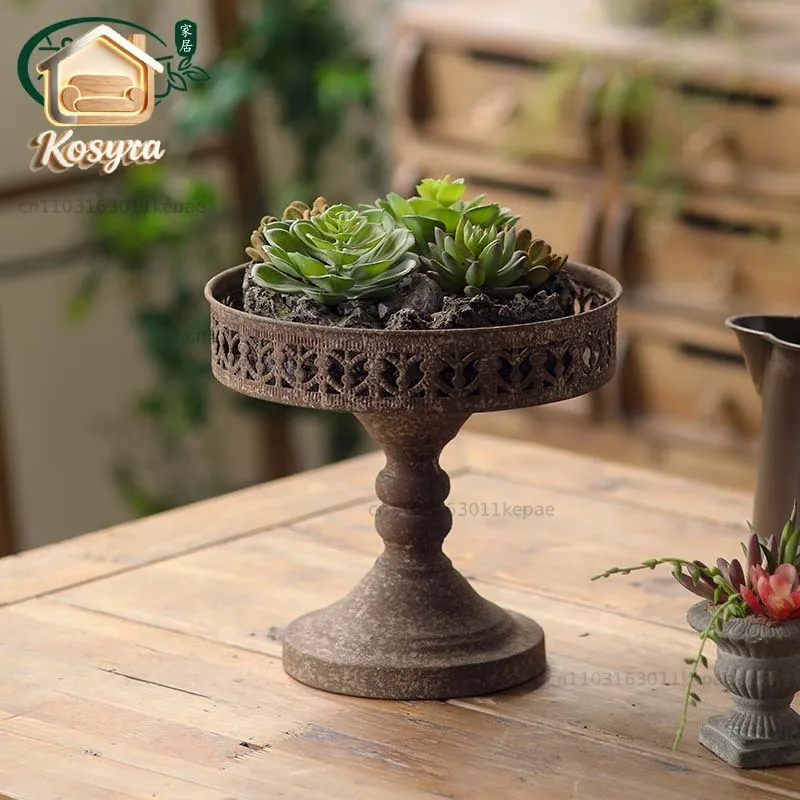 Chloe Garden Decorative Flower Stand Antique Nostalgic Restaurant Tabletop Small Flower Pot Base Succulent Cultivation Pot
