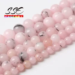 Natural Pink Opal Stone Beads For Jewelry Making Round Loose Spacer Beads Diy Bracelet Accessories 4 6 8 10 12MM 15