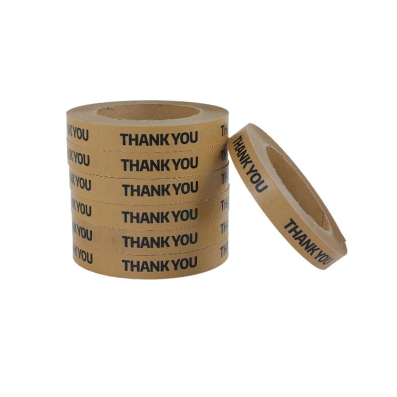 1.8cm x 50M THANK YOU Tape Takeaway Flower Shop Bakery Packaging Tapes Kraft Paper Sealing Tape Stationery Stickers